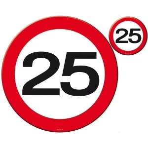 25th Birthday Traffic Sign Coasters (Pack Of 4)