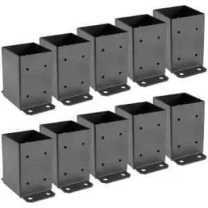 VEVOR 4 x 4 Post Base 10 PCs, Deck Post Base 3.6 x 3.6 inch, Post Bracket 2.5 lbs Fence Post Anchor Black Powder-Coated Deck Post Base with Thick Stee