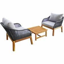 Charles Bentley FSC & Rope Lounge Set FSC Hardwood - wilko