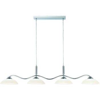 Searchlight Lighting - Searchlight Bar Lights - 4 Light Ceiling Pendant Chrome, Frosted Glass Four Waved Bar, G9