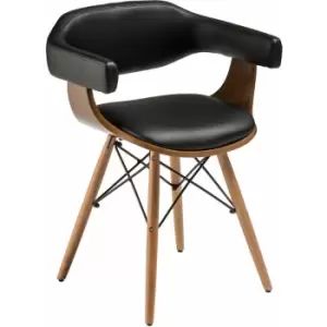 Black Leather Effect Beech Wood Legs Chair - Premier Housewares