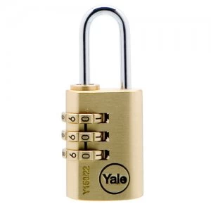 Yale 22mm Brass Combination Padlock - Pack of 2