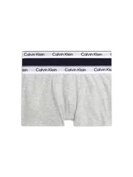 Calvin Klein Boys 2 Pack Trunk - Grey/Navy, Multi, Size Age: 14-16 Years