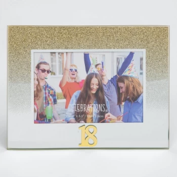 5" x 3.5" Gold Glitter Glass Birthday Frame - 18