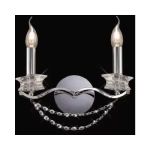Nydia wall light with switch 2 Bulbs chrome polished / crystal