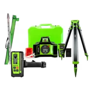 I77R Rotating Red Laser Level Kit with 2x 9.0Ah Batteries, LRX10 Receiver, Staff & Tripod - Imex