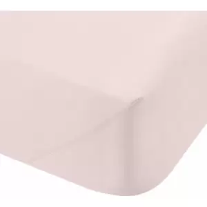 100% Cotton Percale 200 Thread Count Extra Deep Fitted Sheet, Blush, King - Bianca