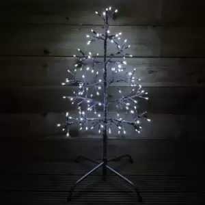 78cm Outdoor Lit Silver Twinkling Christmas Tree with 140 LEDs in Cool White