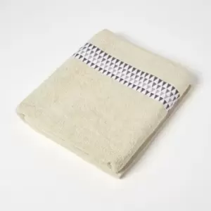 HOMESCAPES Geometric 100% Cotton Bath Sheet, Beige - Beige