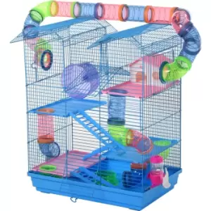 5 Tiers Hamster Cage Animal Travel Carrier Habitat W/ Accessories - Pawhut