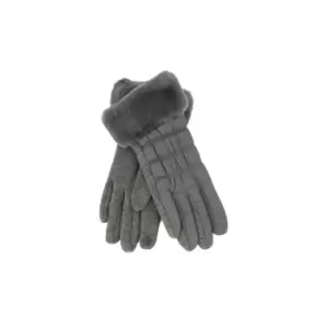 Eastern Counties Leather Womens/Ladies Giselle Faux Fur Cuff Gloves (One size) (Grey)