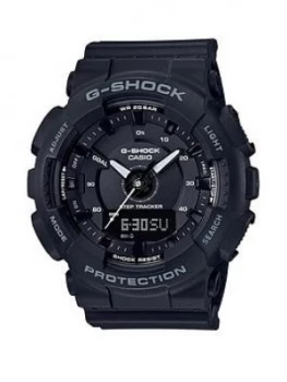 Casio Casio G-Shock Black Chronograph Step Tracker Dial Black Silicone Strap Mens Watch, One Colour, Men