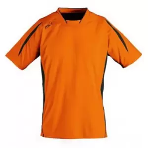SOLS Childrens/Kids Maracana 2 Short Sleeve Football T-Shirt (6 Years) (Orange/Black)