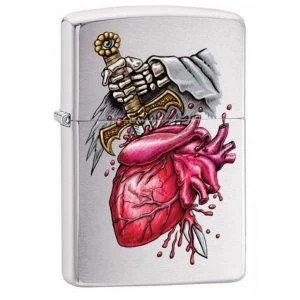 Zippo Gothic Stabbed Heart Classic Brushed Chrome