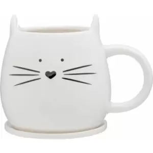 Ivory Cat Mug & Coaster - Premier Housewares