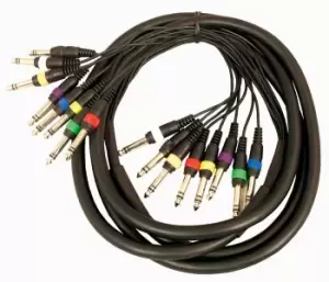 "Cobra 3m 8 Way Loom With Colour Coded 1/4" 6.35mm Stereo Jacks"