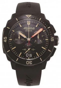 Alpina Seastrong Diver 300 Chronograph Black Silicone Watch