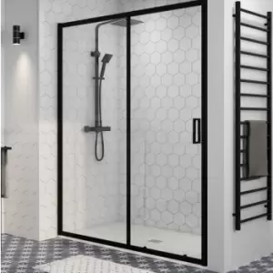 Black 1100mm Sliding Shower Door - Pavo