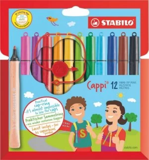 Stabilo Cappi Felt Pens with Cap Ring PK12
