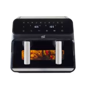 Neo Black Electric 8.5L Digital Air Fryer with Dual Drawer and Glass Viewing Window