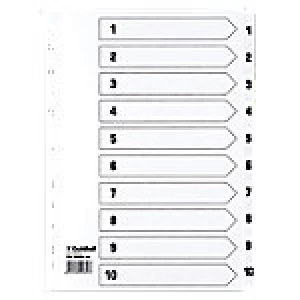 Guildhall Mylar Dividers White A4 10 Part 1-10 Numbered Set