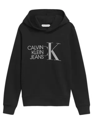 Calvin Klein Jeans Boys Hybrid Logo Hoodie - Black - 16 Years