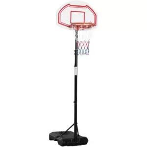 Outdoor Adjustable Basketball Hoop Stand w/ Wheels and Stable Base, Red - Red - Homcom