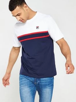 Fila Baldi Cut & Sew T-Shirt, Navy/White/Red, Size 2XL, Men