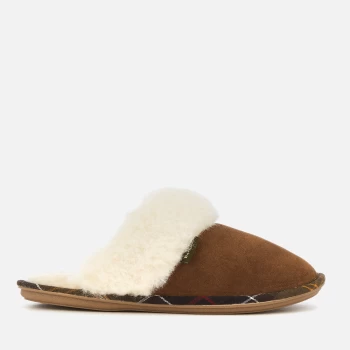 Barbour Womens Lydia Suede Mule Slippers - Camel - UK 8
