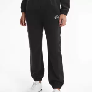 Calvin Klein Jeans Womens Two Tone Monogram Jog Pants - Ck Black - L