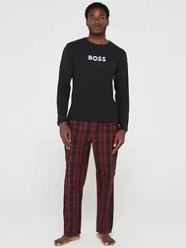 BOSS Bodywear Easy Long Pyjama Set, Dark Red Size M Men