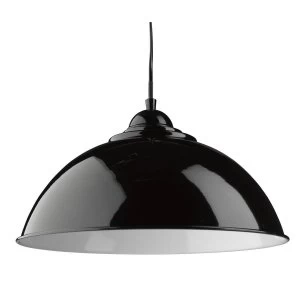 1 Light Dome Ceiling Pendant Black with Metal Shade, E27