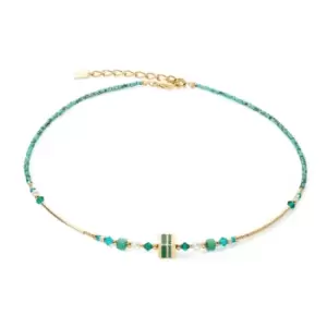 Square Stripes Green-Gold Necklace 4355/10-0516