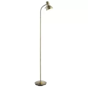 Endon Amalfi - LED 1 Light Floor Lamp Antique Brass, Gloss White Paint, GU10