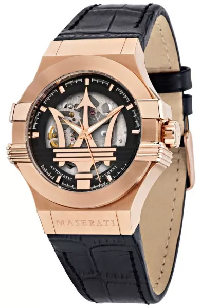 Maserati R8821108039 Potenza Automatic Black Leather Watch