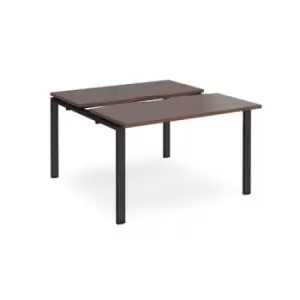 Bench Desk 2 Person Rectangular Desks 1200mm With Sliding Tops Walnut Tops With Black Frames 1200mm Depth Adapt