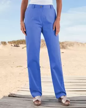 Cotton Traders Womens Everyday Straight-Leg Trousers in Blue