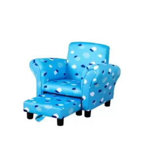 Cute Cloud Star Childs Armchair With Footrest Blue