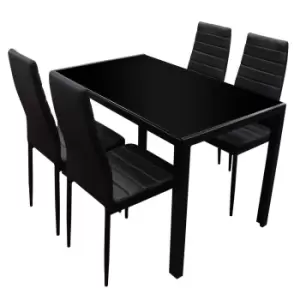 Black Berlin Rectangle Glass Dining Table & 4 Faux Leather Chair Set Dining Room - Lewis's TJ Hughes