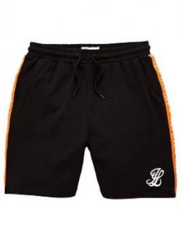 Illusive London Boys Orange Taped Shorts - Black, Size 7-8 Years