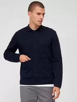 Ted Baker Abbeyrd Knitted Overshirt - Navy, Size 5, Men