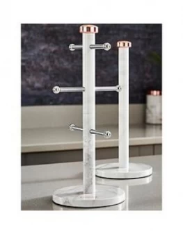 Tower Marble Rose Gold Edition Kitchen Towel Pole And Mug Tree Set