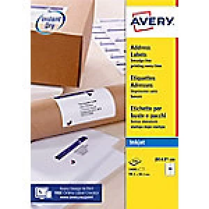AVERY Inkjet Labels J8163-100 White Self Adhesive 99.1 x 38.1mm 100 Sheets of 14 Labels