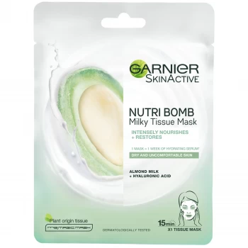 Garnier Nutri Bomb Almond and Hyaluronic Acid Tissue Mask, Almond Milk