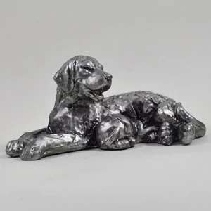 SilverDog with Puppy Sculpture L16.5cm