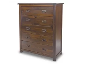 Core Boston 5 Drawer Dark Antique Pine Wooden Chest of Drawers Flat Packed