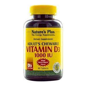 Natures Plus Adultamp39s Chewable Vitamin D3 1000 IU Maui Berry Burst Flavor 90 Caps