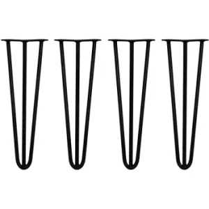 4 x Hairpin Leg - 16 - Black - 3 Prong - 12m - Black