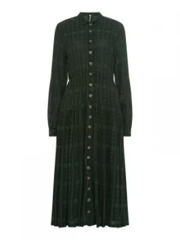 Free People Button Front Long Sleeve Dress Green