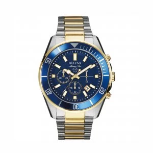 Bulova Blue and Two Tone 'Marine Star' Chronograph Watch - 98B230